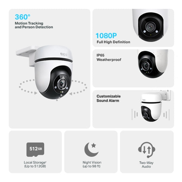 Cámara de Seguridad WiFi Tapo C500 – Vigilancia 360° para tu Hogar o Negocio